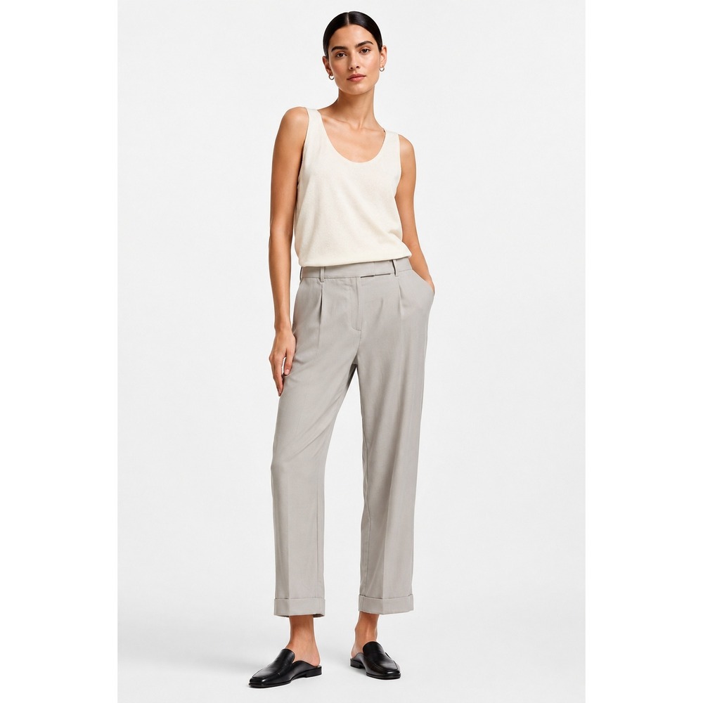 COS Womens Grey Tailored Straight Leg Cuffed Cropped Pants Size 6 NEW